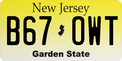 NJ license plate B67OWT