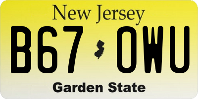 NJ license plate B67OWU