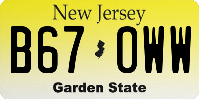 NJ license plate B67OWW