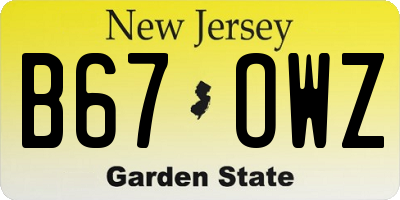 NJ license plate B67OWZ