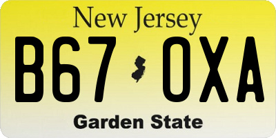 NJ license plate B67OXA