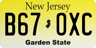 NJ license plate B67OXC