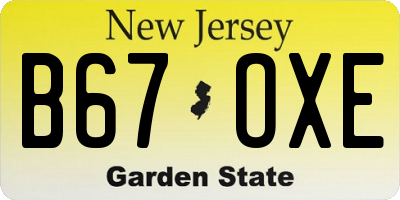 NJ license plate B67OXE