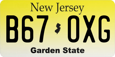 NJ license plate B67OXG