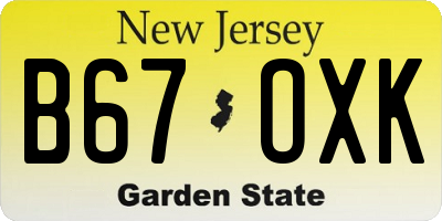 NJ license plate B67OXK