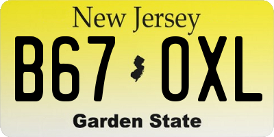 NJ license plate B67OXL