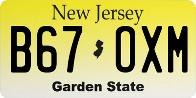 NJ license plate B67OXM