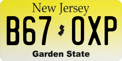 NJ license plate B67OXP