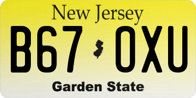 NJ license plate B67OXU