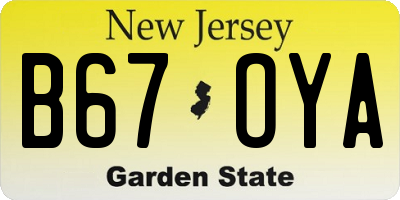 NJ license plate B67OYA