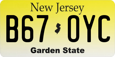 NJ license plate B67OYC