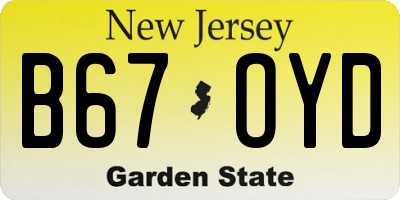 NJ license plate B67OYD