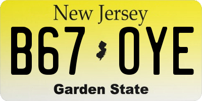 NJ license plate B67OYE
