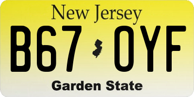 NJ license plate B67OYF