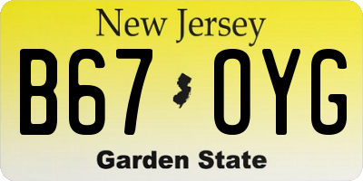 NJ license plate B67OYG
