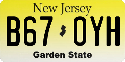 NJ license plate B67OYH