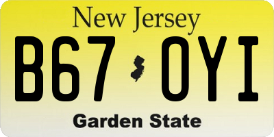 NJ license plate B67OYI