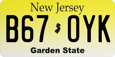 NJ license plate B67OYK