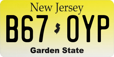 NJ license plate B67OYP