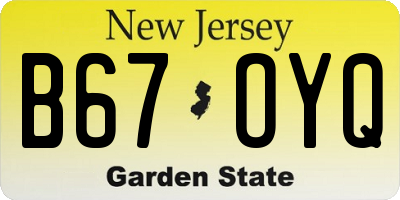 NJ license plate B67OYQ
