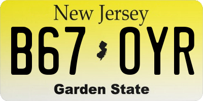 NJ license plate B67OYR