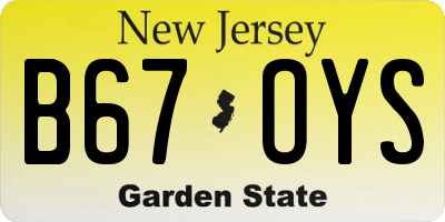 NJ license plate B67OYS