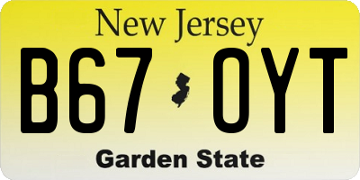 NJ license plate B67OYT