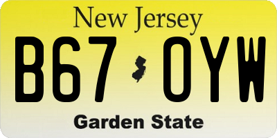 NJ license plate B67OYW