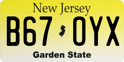 NJ license plate B67OYX
