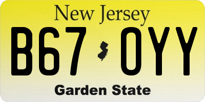 NJ license plate B67OYY