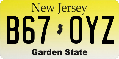 NJ license plate B67OYZ
