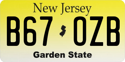 NJ license plate B67OZB
