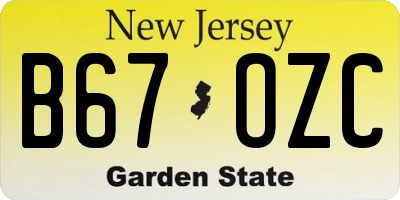 NJ license plate B67OZC