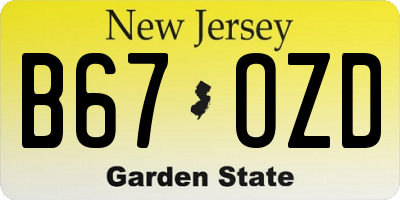 NJ license plate B67OZD
