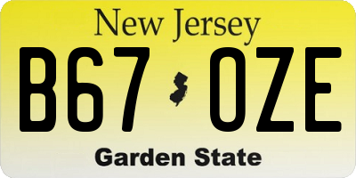 NJ license plate B67OZE