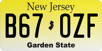 NJ license plate B67OZF
