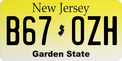 NJ license plate B67OZH
