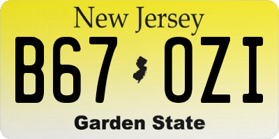 NJ license plate B67OZI