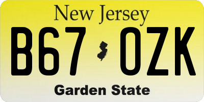 NJ license plate B67OZK