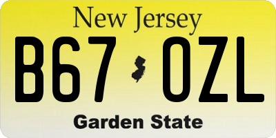 NJ license plate B67OZL
