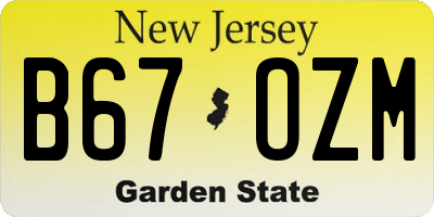NJ license plate B67OZM