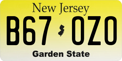 NJ license plate B67OZO