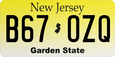 NJ license plate B67OZQ
