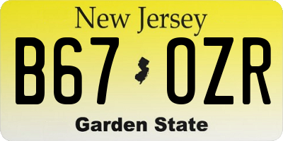 NJ license plate B67OZR
