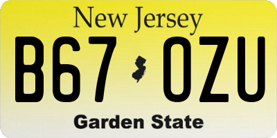 NJ license plate B67OZU