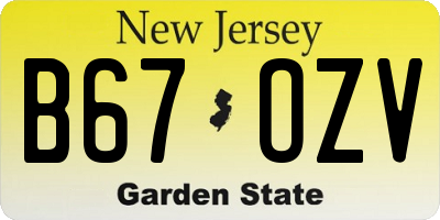 NJ license plate B67OZV