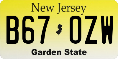 NJ license plate B67OZW
