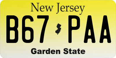 NJ license plate B67PAA
