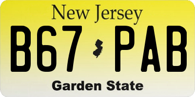 NJ license plate B67PAB