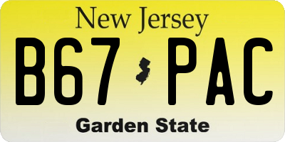 NJ license plate B67PAC